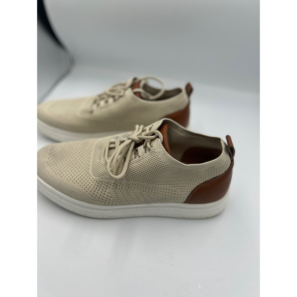 Alpine Swiss Brad Mens Beige Knit Sneakers Brown Heel Lace Up Casual Shoes  11